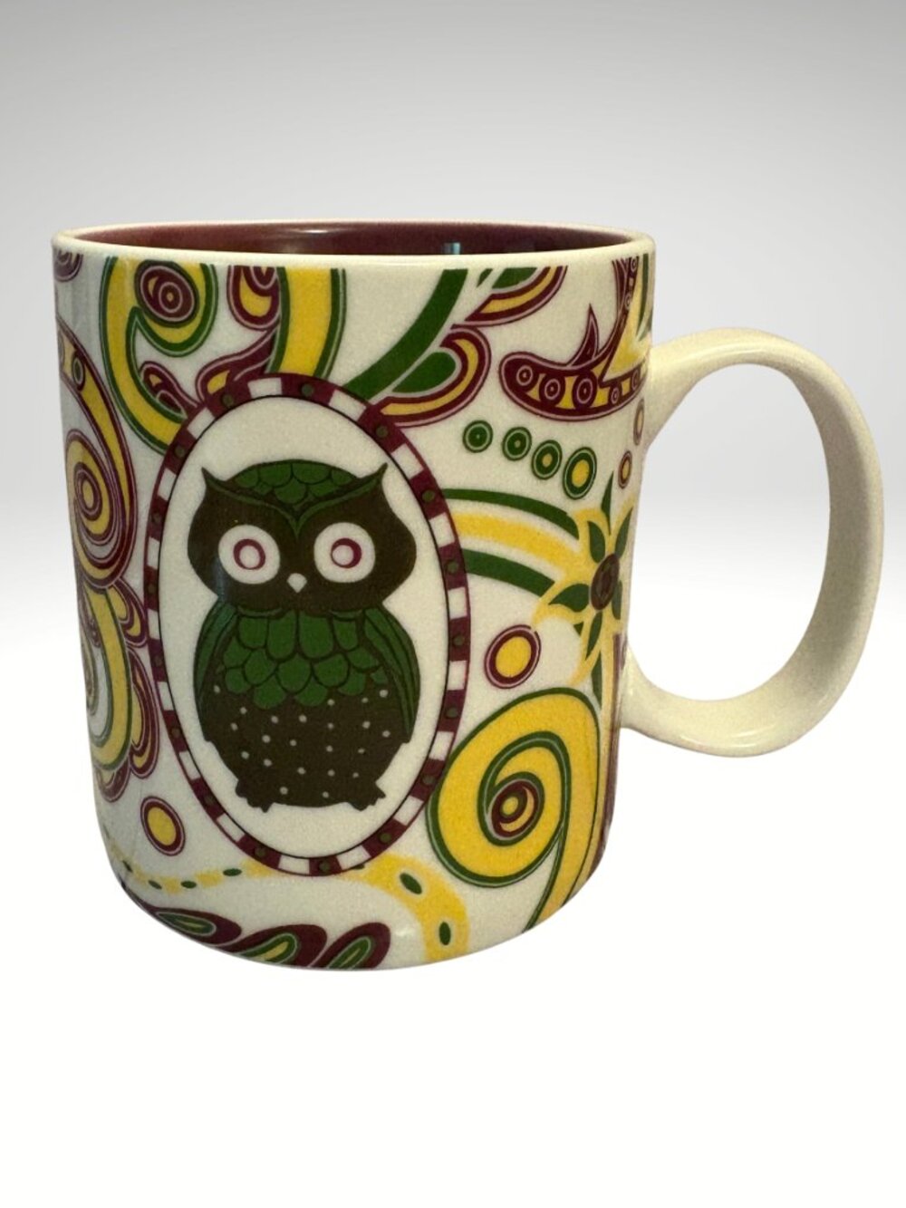 Boho Owl Paisley Ceramic Coffee Mug 16 oz Woodland Cottagecore (SKU:157MI)